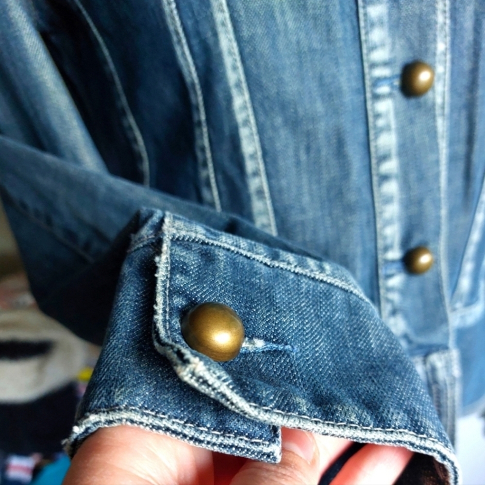 Vintage Military Inspired Denim Croped Jacket - Picture 3 of 6